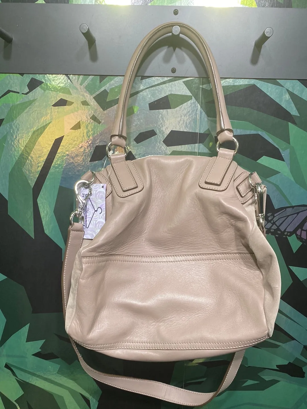 Givenchy Taupe Croc Embossed and Suede Medium Pandora Bag
