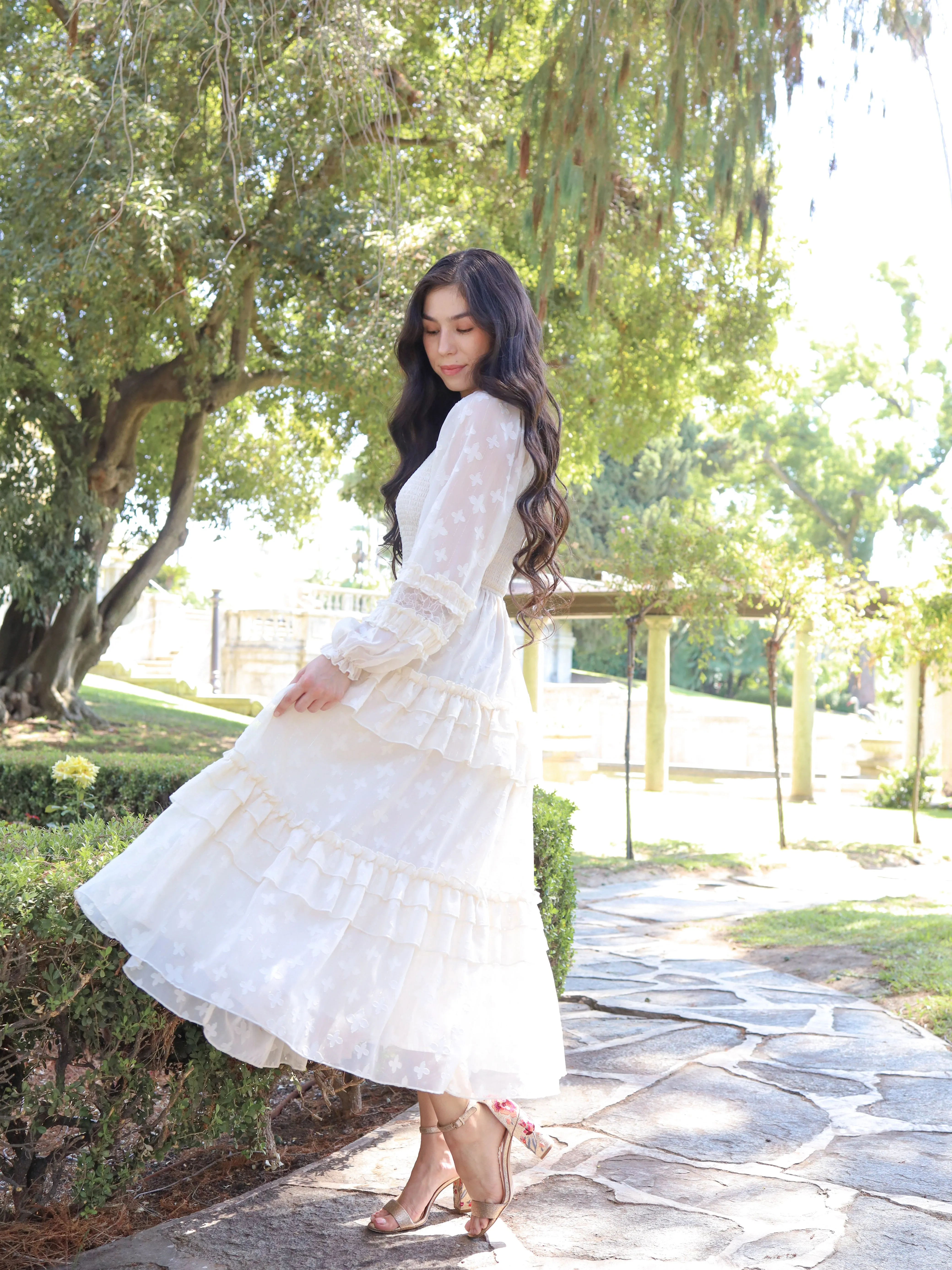 Glittering Garden Dress - Ivory