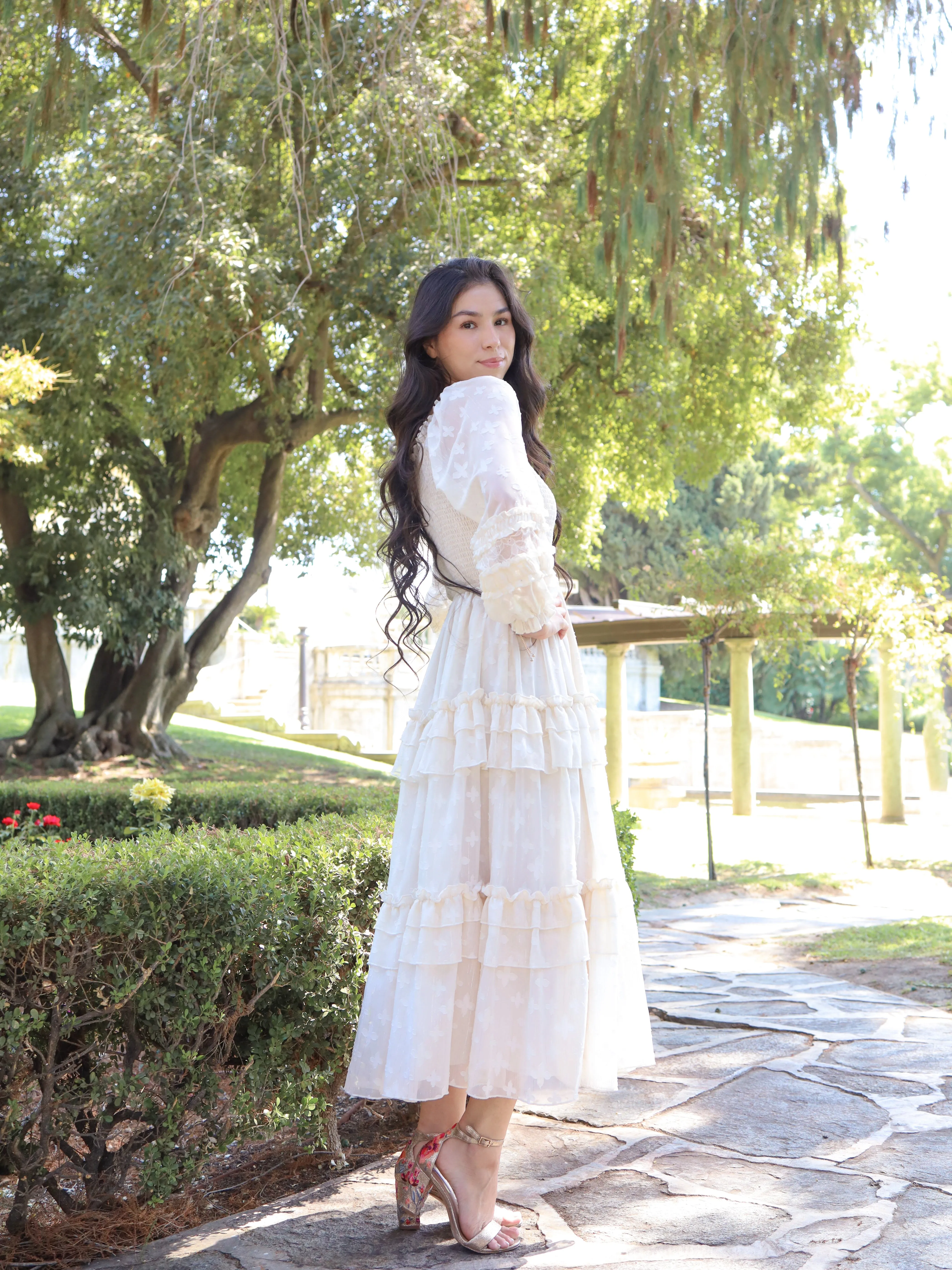 Glittering Garden Dress - Ivory