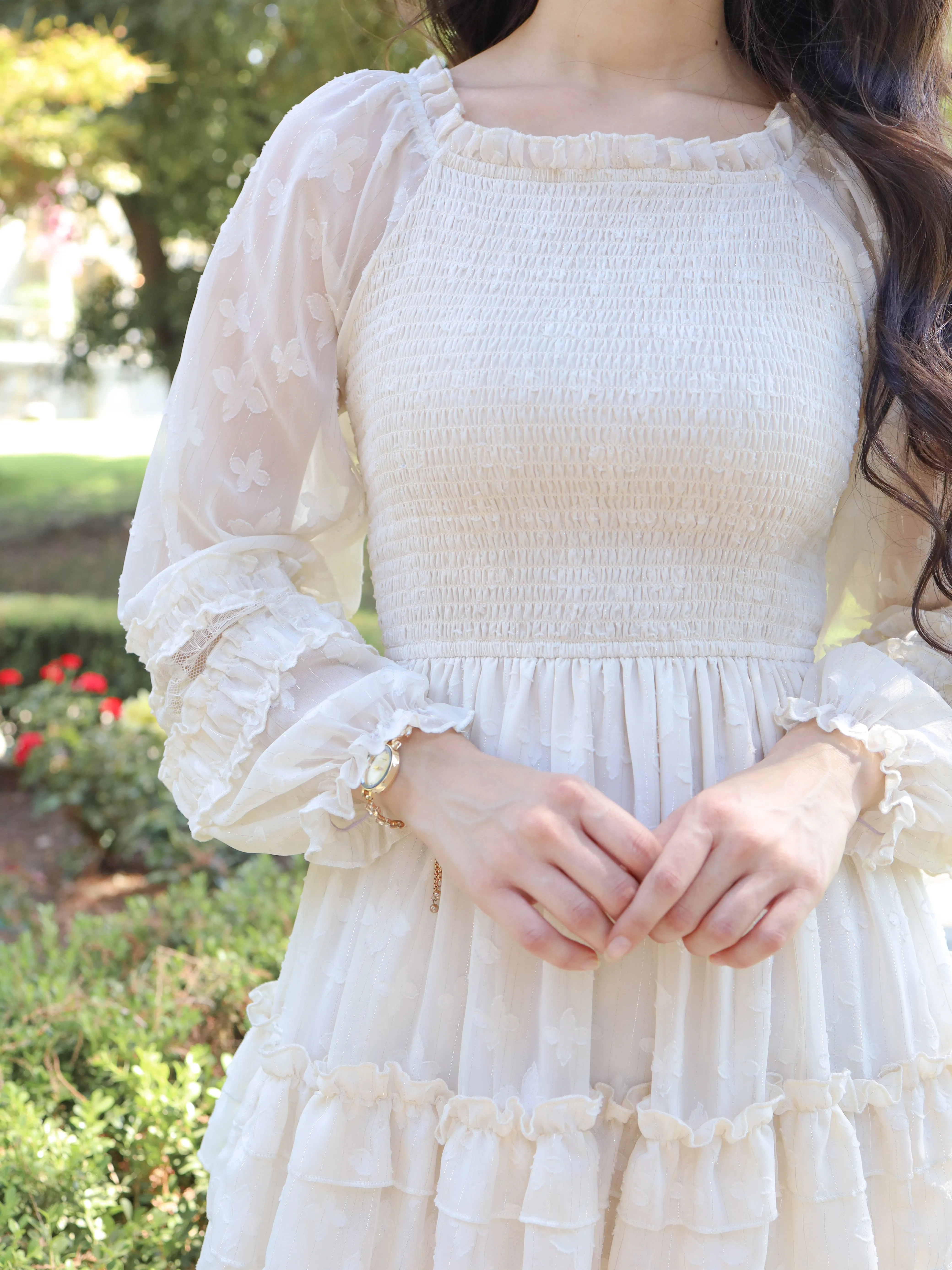 Glittering Garden Dress - Ivory