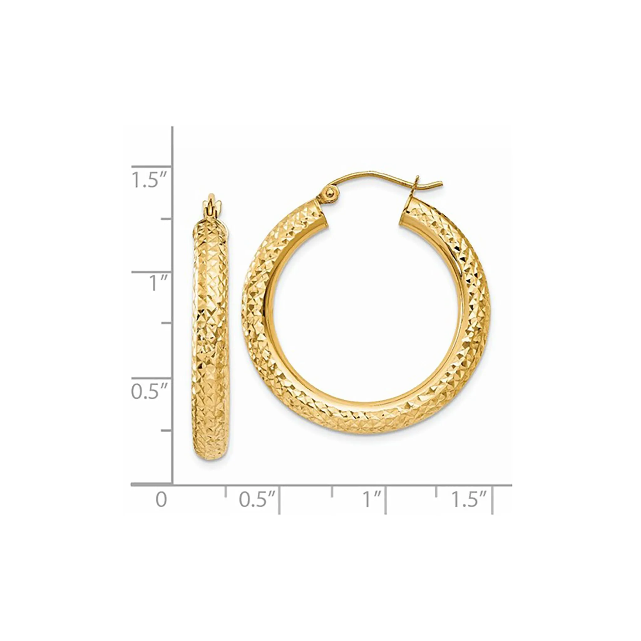 Glossy Faceted Hoops Earrings (14K)