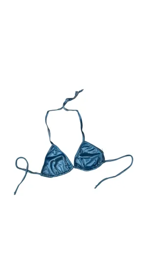 Glossy Satin Tie Triangle Top - Periwinkle