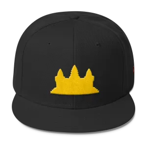 Gold Angkor Wat on Black Snapback/Hat/Cap