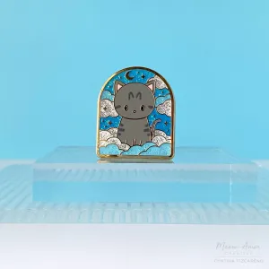 Gray Tabby Daylight Skies Glitter Enamel Pin