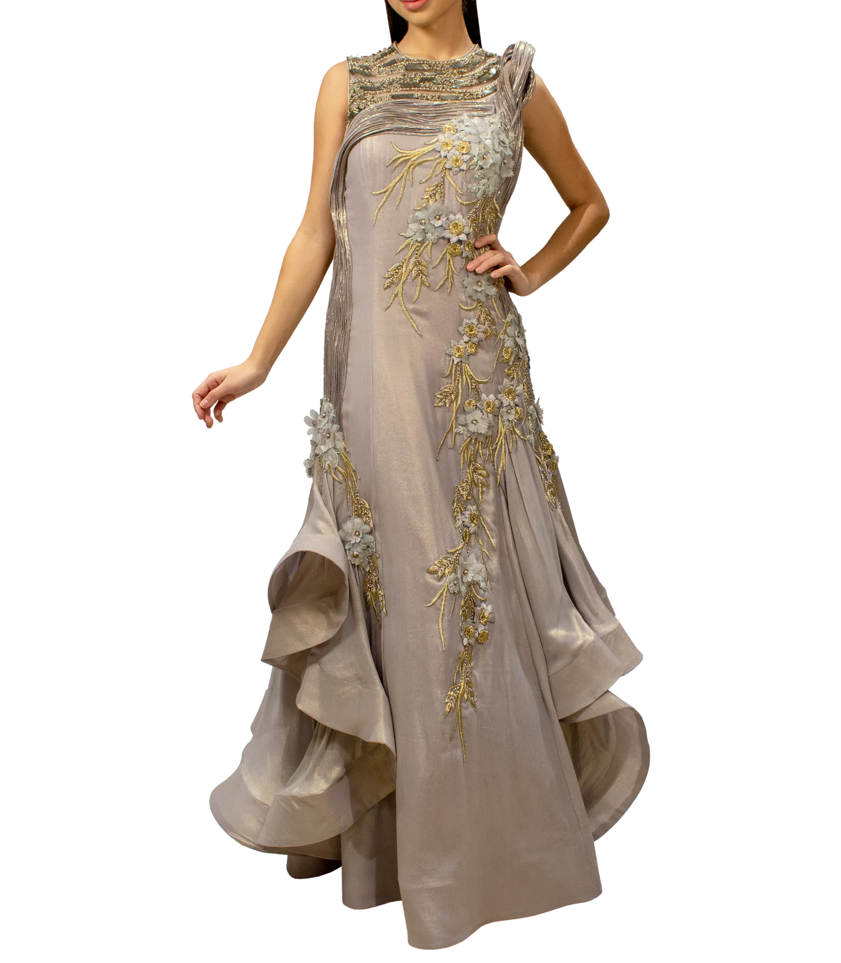 Grey Structured Gown