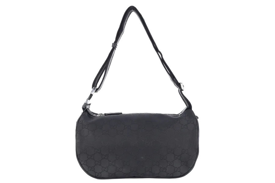 GUCCI 449182 204991 GG NYLON WAIST BAG SILVER HARDWARE WITH DUST COVER AND BOX