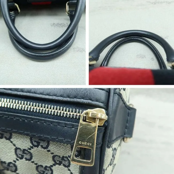 Gucci Boston Navy Canvas Satchel Bag