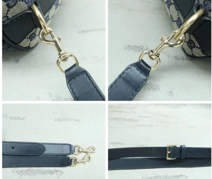Gucci Boston Navy Canvas Satchel Bag