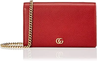 Gucci Crossbody Oversized Wallet Bag with Removable Chain and Mirror in Red