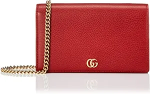 Gucci Crossbody Oversized Wallet Bag with Removable Chain and Mirror in Red