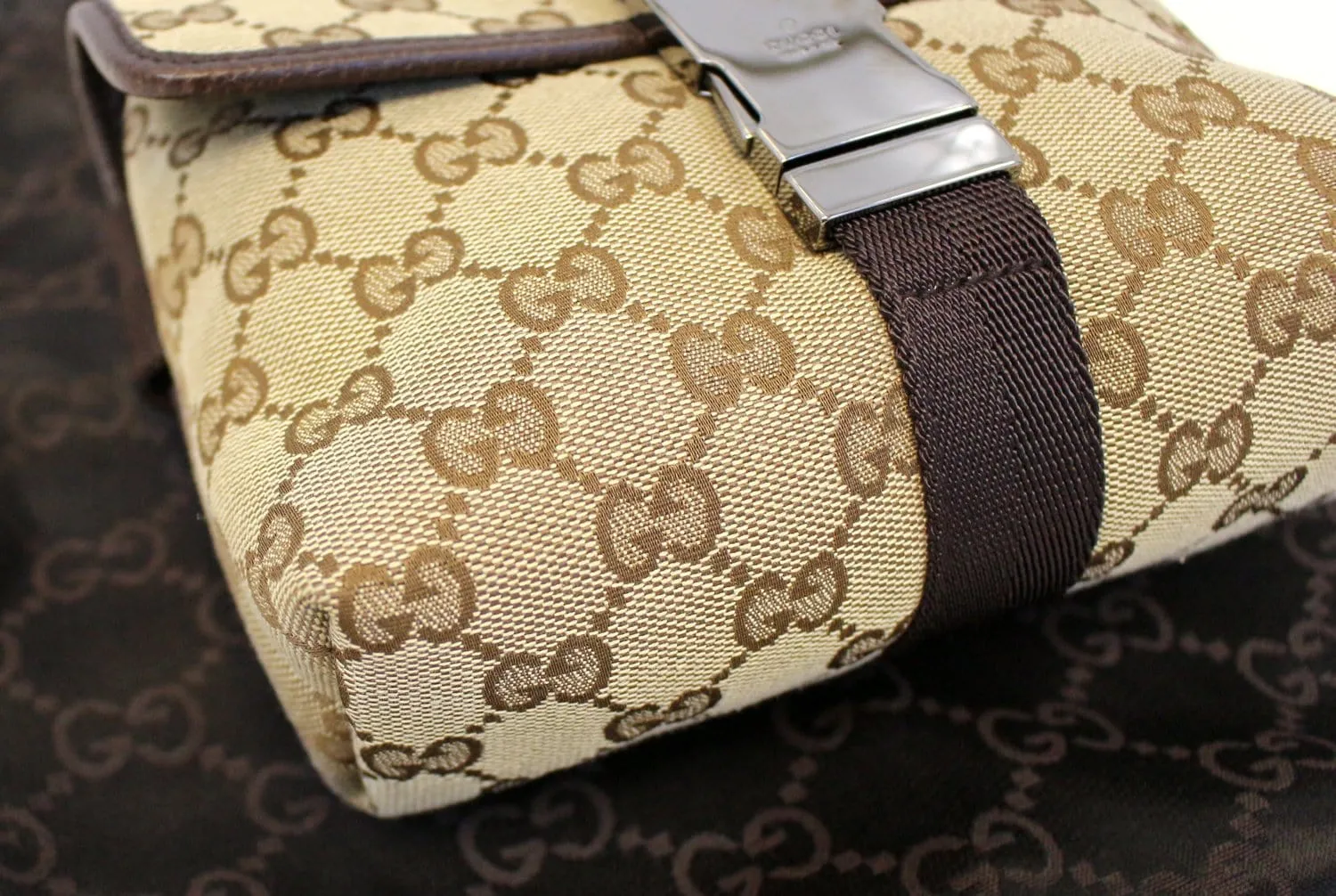 GUCCI GG Canvas Brown Waist Bum Bag