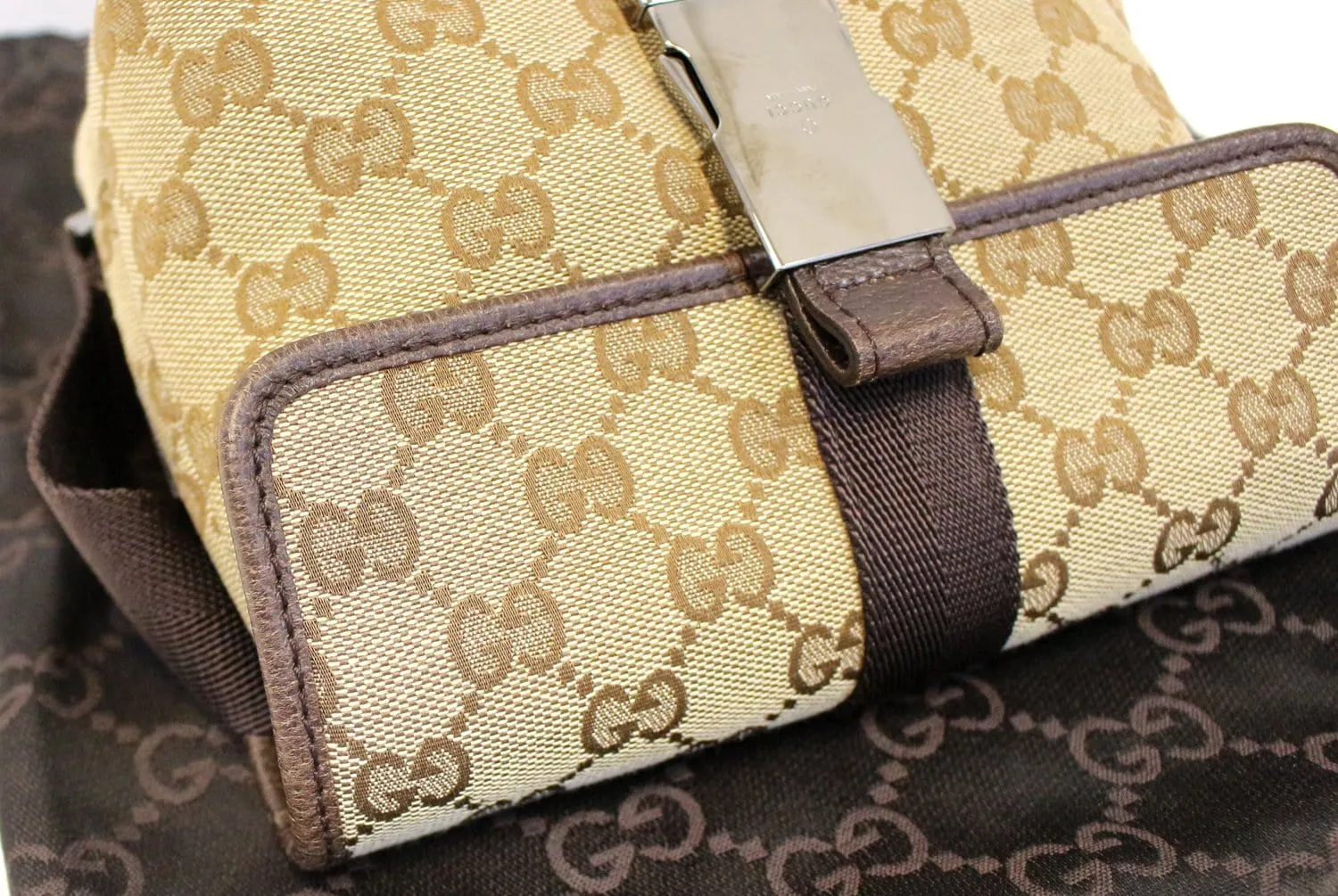 GUCCI GG Canvas Brown Waist Bum Bag