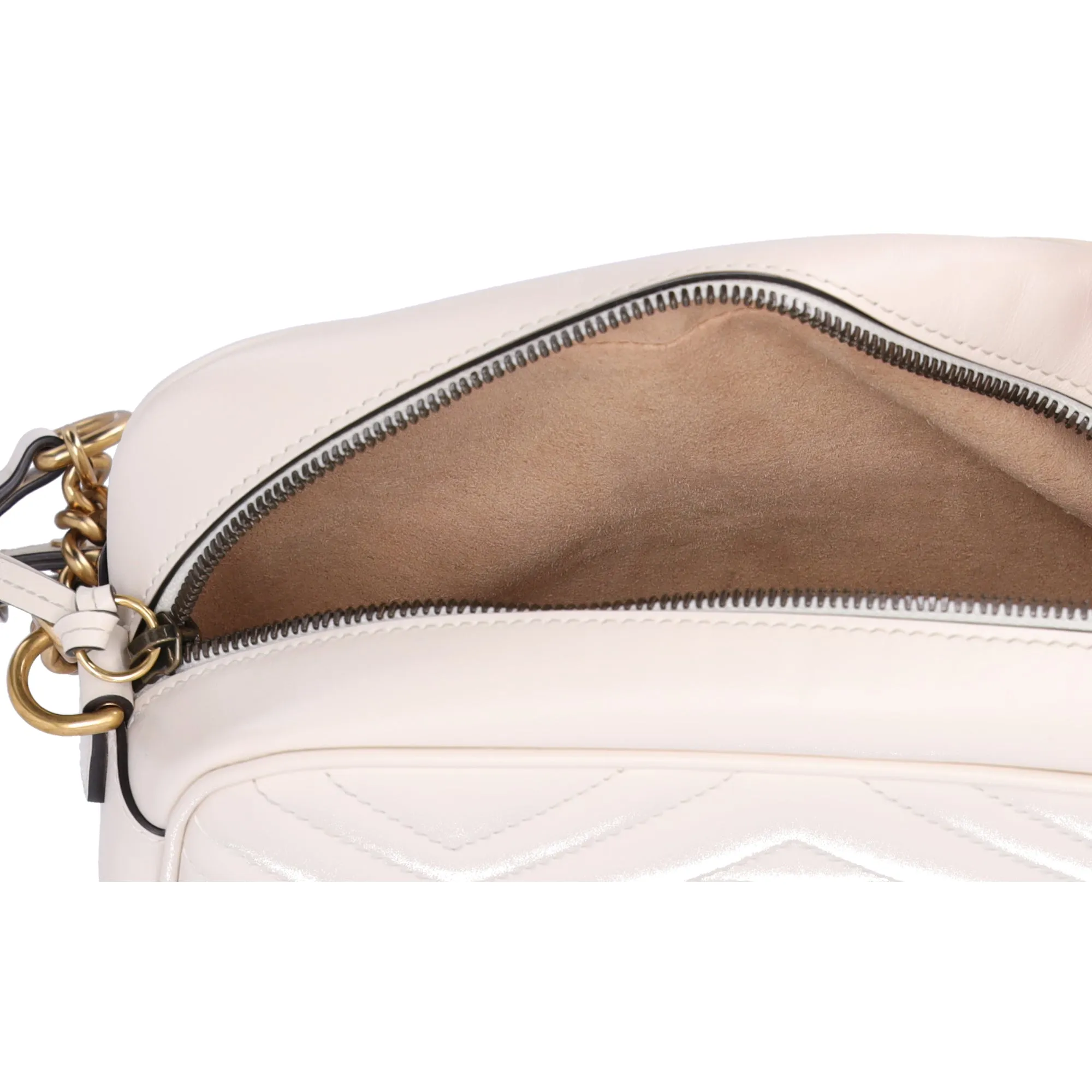 GUCCI GG Marmont Quilted Small Shoulder Bag Crossbody  47632 Cream Leather