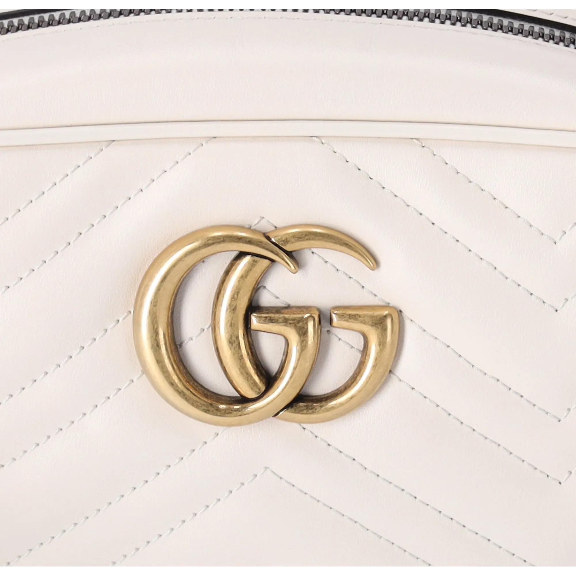 GUCCI GG Marmont Quilted Small Shoulder Bag Crossbody  47632 Cream Leather