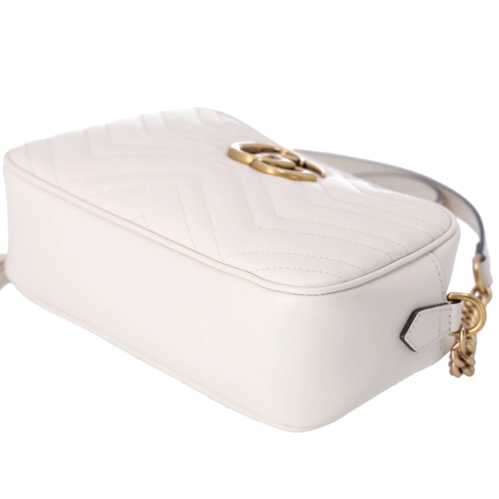 GUCCI GG Marmont Quilted Small Shoulder Bag Crossbody  47632 Cream Leather