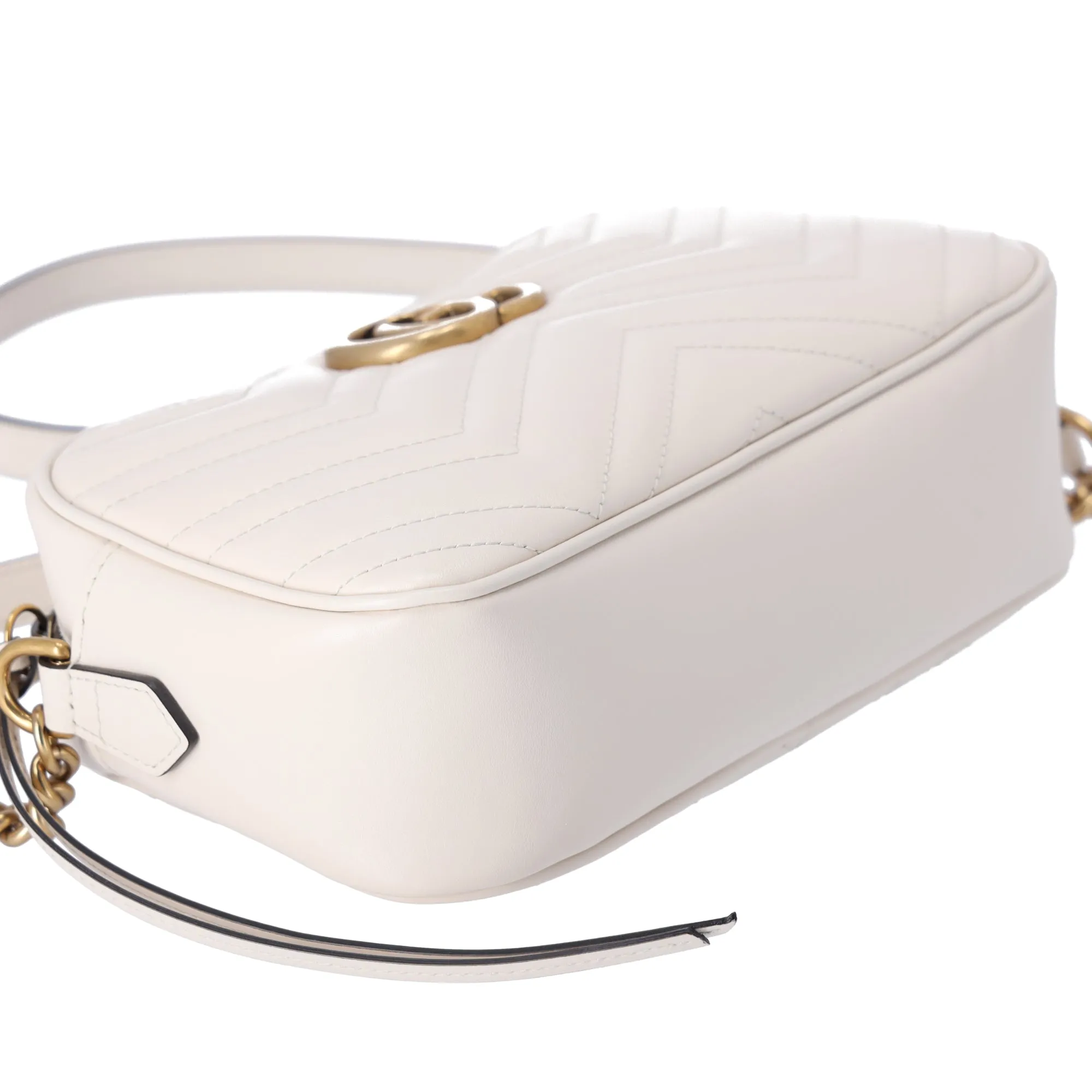 GUCCI GG Marmont Quilted Small Shoulder Bag Crossbody  47632 Cream Leather