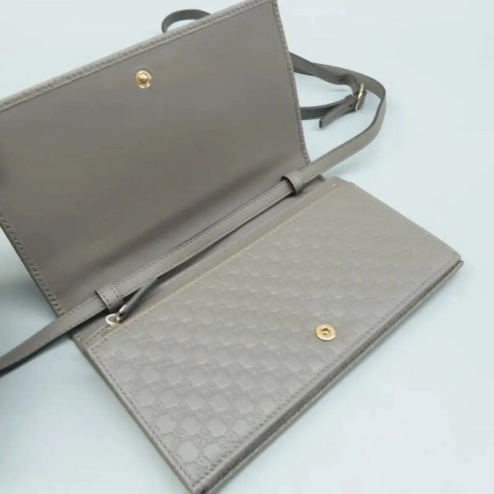 GUCCI Grey Grey Leather Shoulder Bag