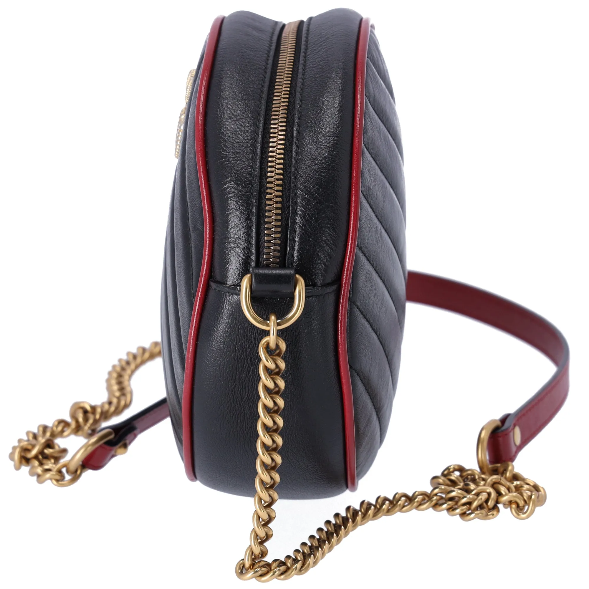 Gucci Mini Torchon GG Marmont Round Crossbody Bag Black