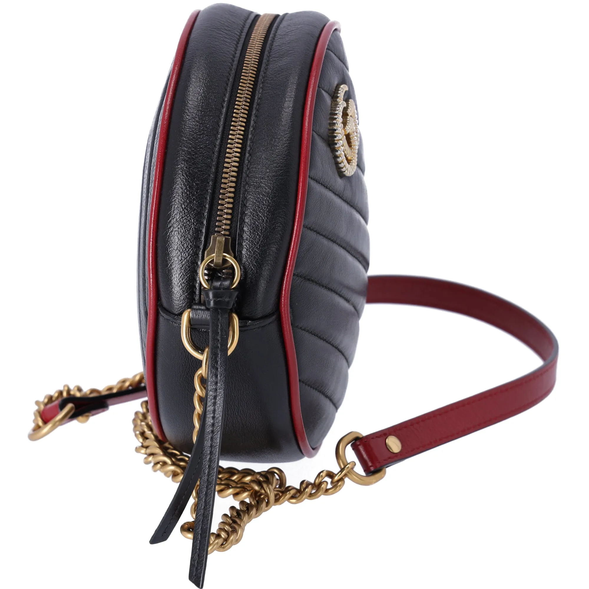 Gucci Mini Torchon GG Marmont Round Crossbody Bag Black