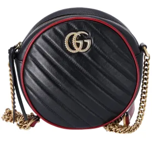 Gucci Mini Torchon GG Marmont Round Crossbody Bag Black