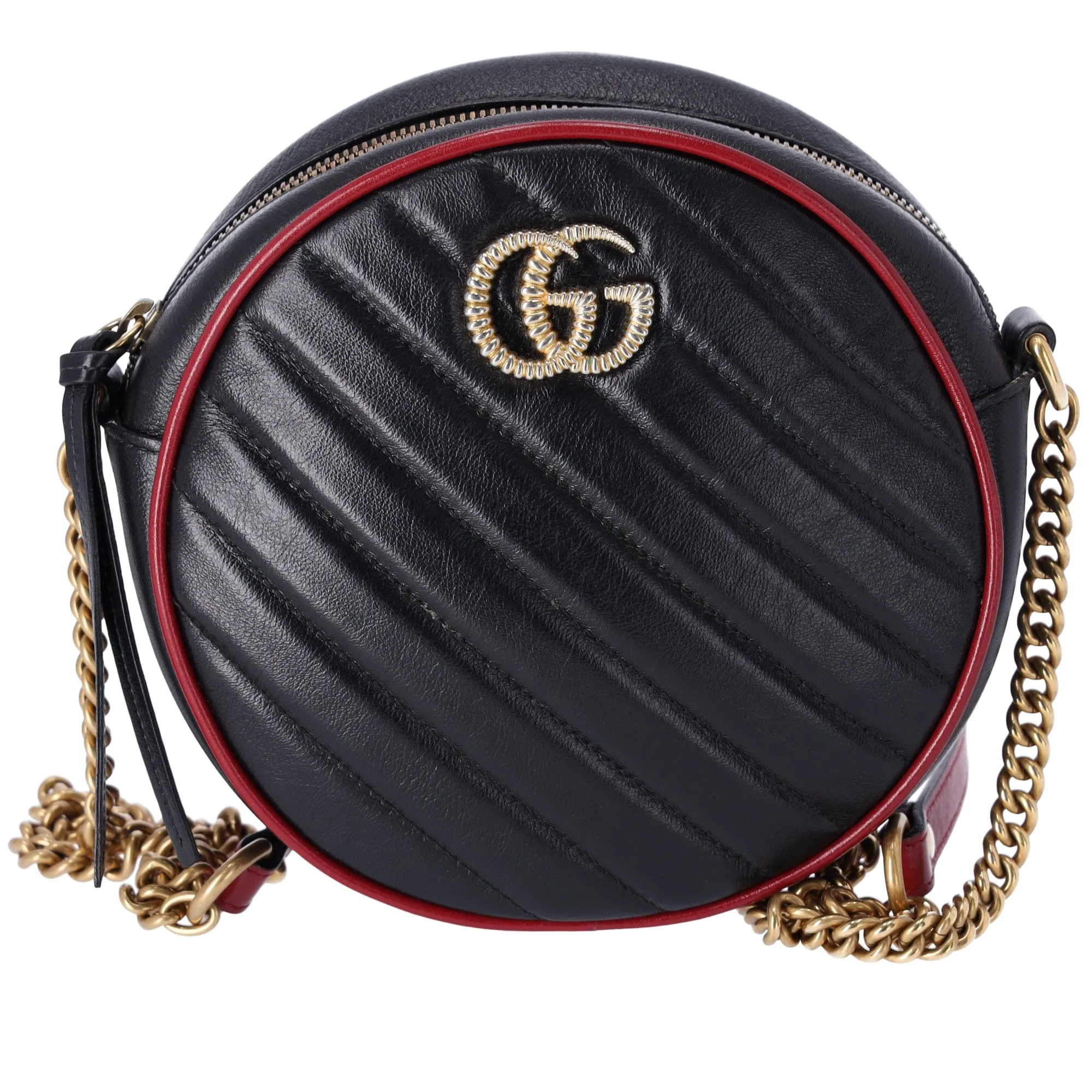 Gucci Mini Torchon GG Marmont Round Crossbody Bag Black
