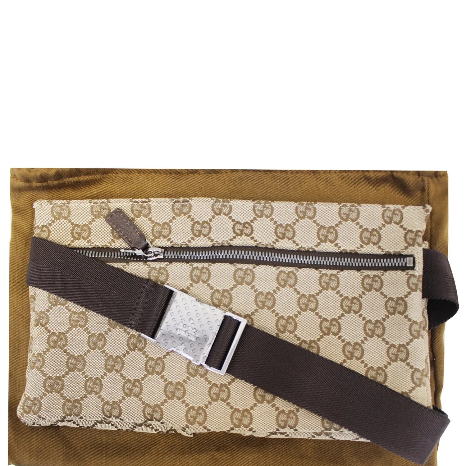 GUCCI Monogram Waist Bum Bag 28566 Brown