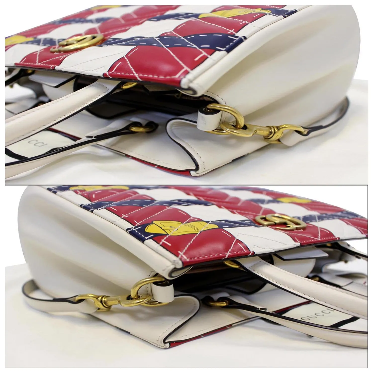 GUCCI Trompe L’oeil Print GG Marmont Top Handle Shoulder Bag