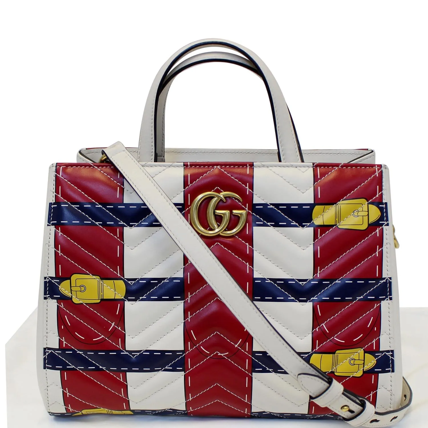 GUCCI Trompe L’oeil Print GG Marmont Top Handle Shoulder Bag