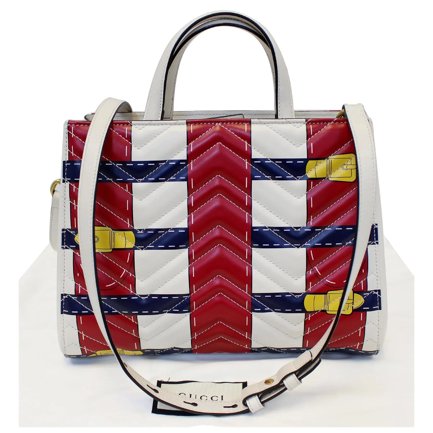 GUCCI Trompe L’oeil Print GG Marmont Top Handle Shoulder Bag