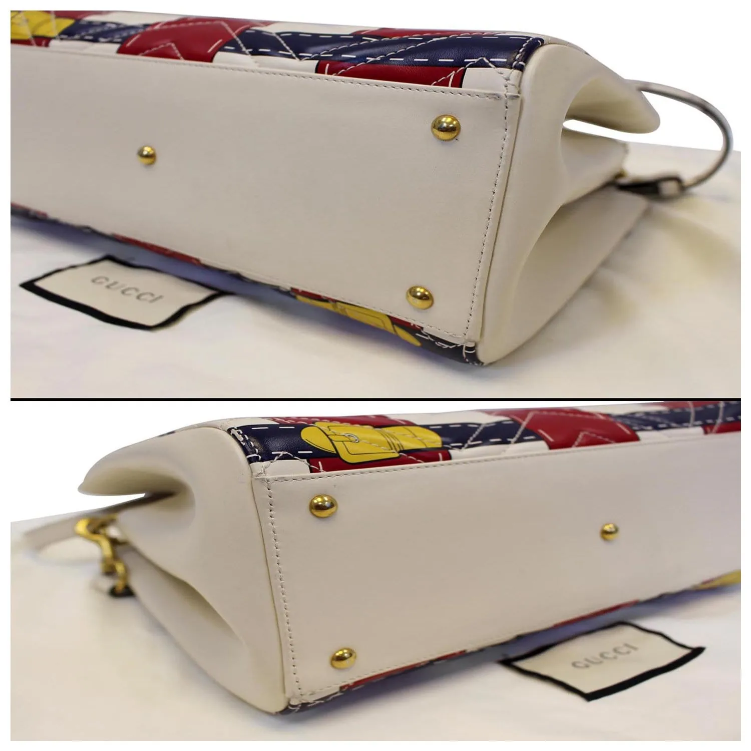 GUCCI Trompe L’oeil Print GG Marmont Top Handle Shoulder Bag