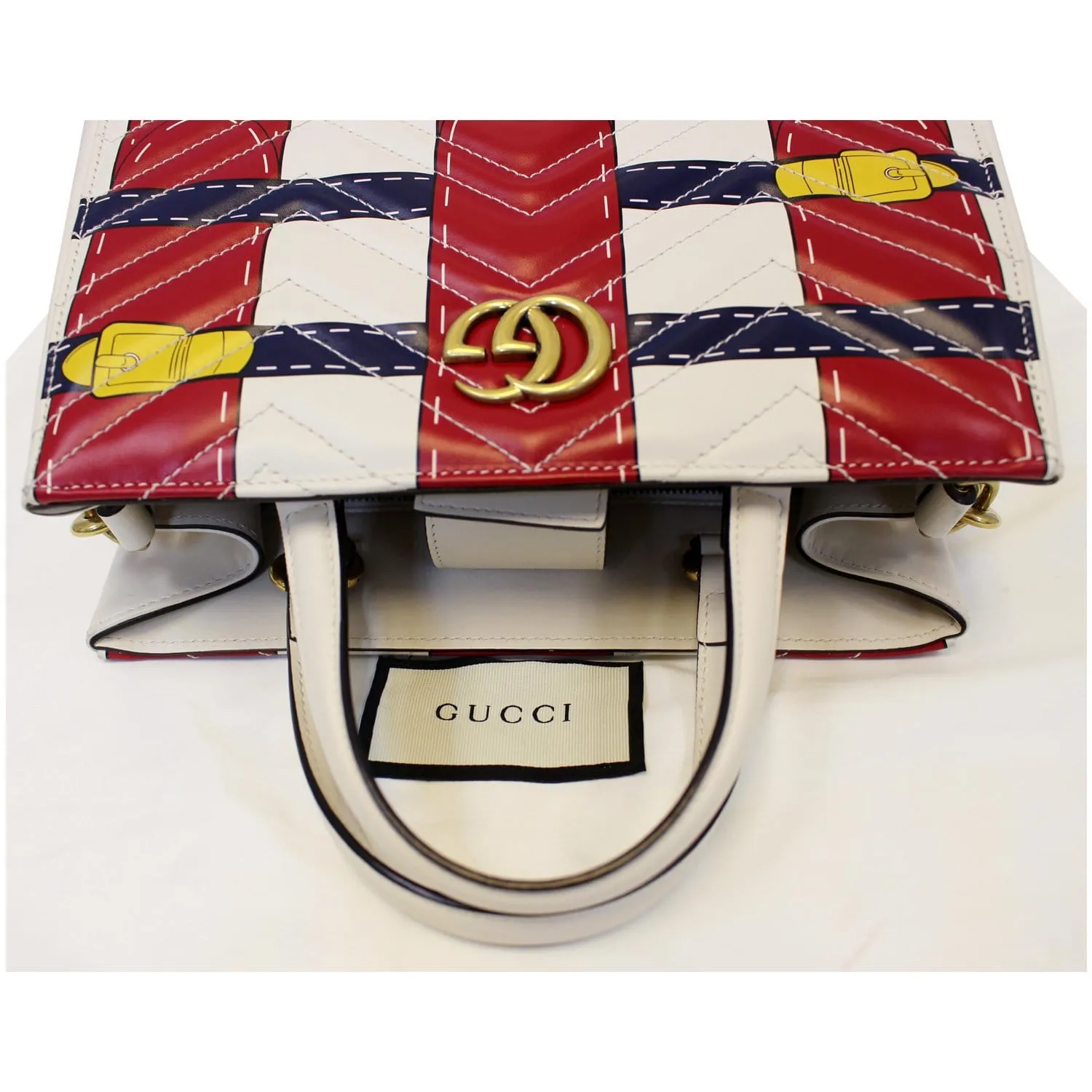 GUCCI Trompe L’oeil Print GG Marmont Top Handle Shoulder Bag