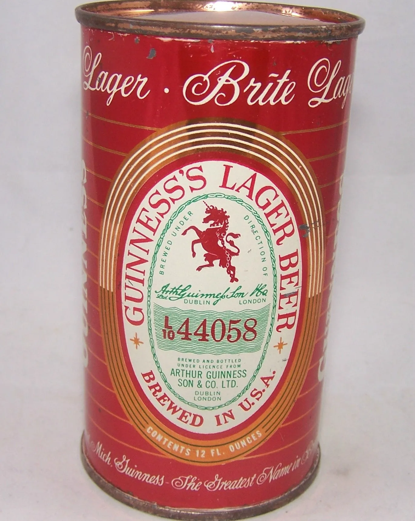Guinness's Lager Beer (44058) USBC Not Listed, Grade 1 to 1/1  Sold on 03/19/17