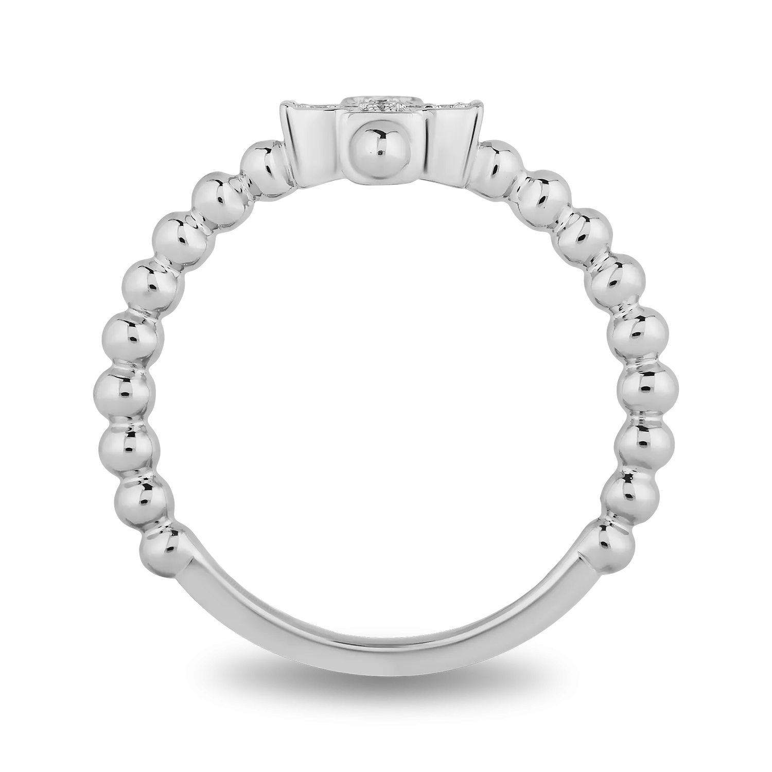 Hallmark Fine Jewelry Petite Beaded Cross Ring in Sterling Silver with Diamonds