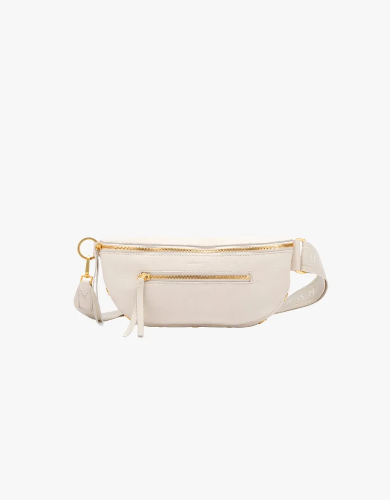 Hammitt Charles Crossbody Medium Belt Bag in Calla Lily White & Brushed Gold