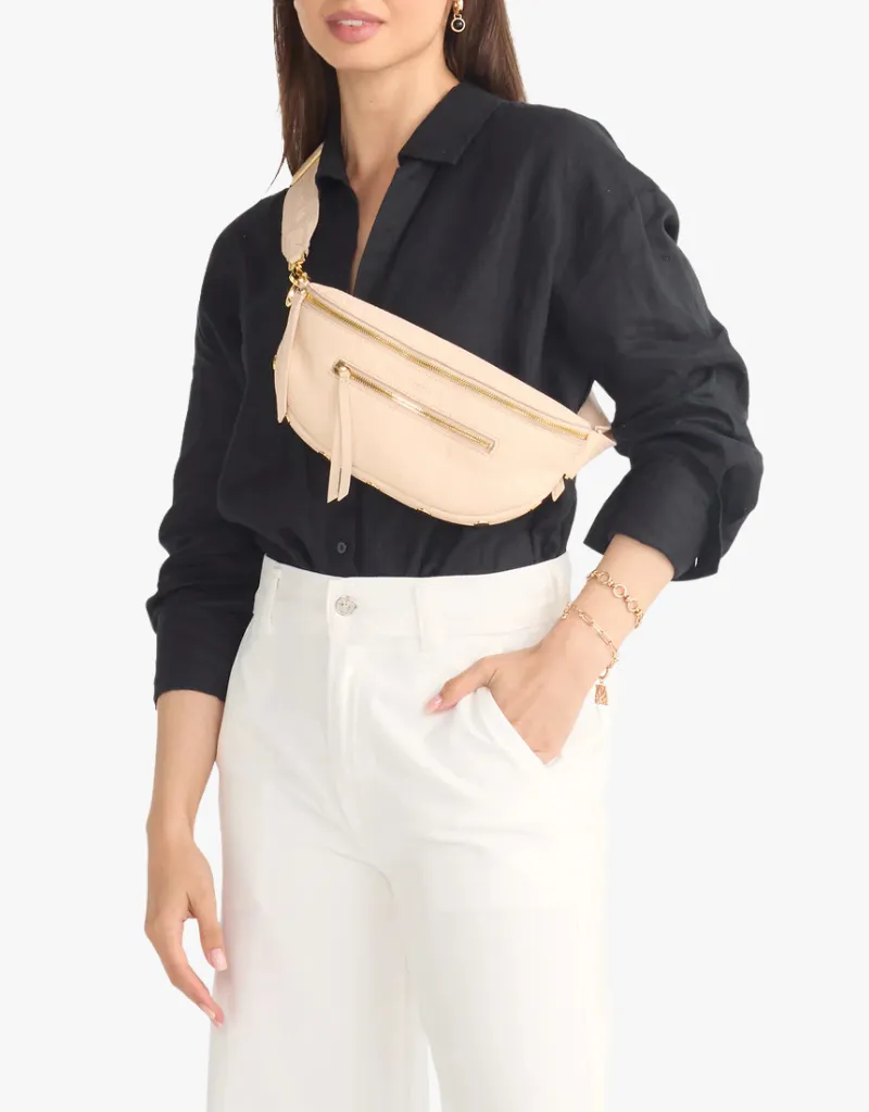 Hammitt Charles Crossbody Medium Belt Bag in Superbloom Pink & Gold