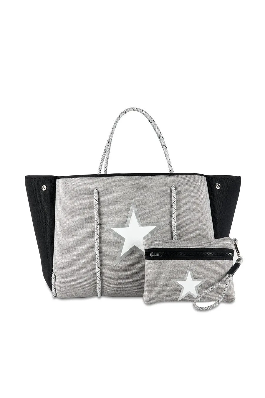 Haute Shore Greyson Tote- wonder gray linen/ silver outlines w star