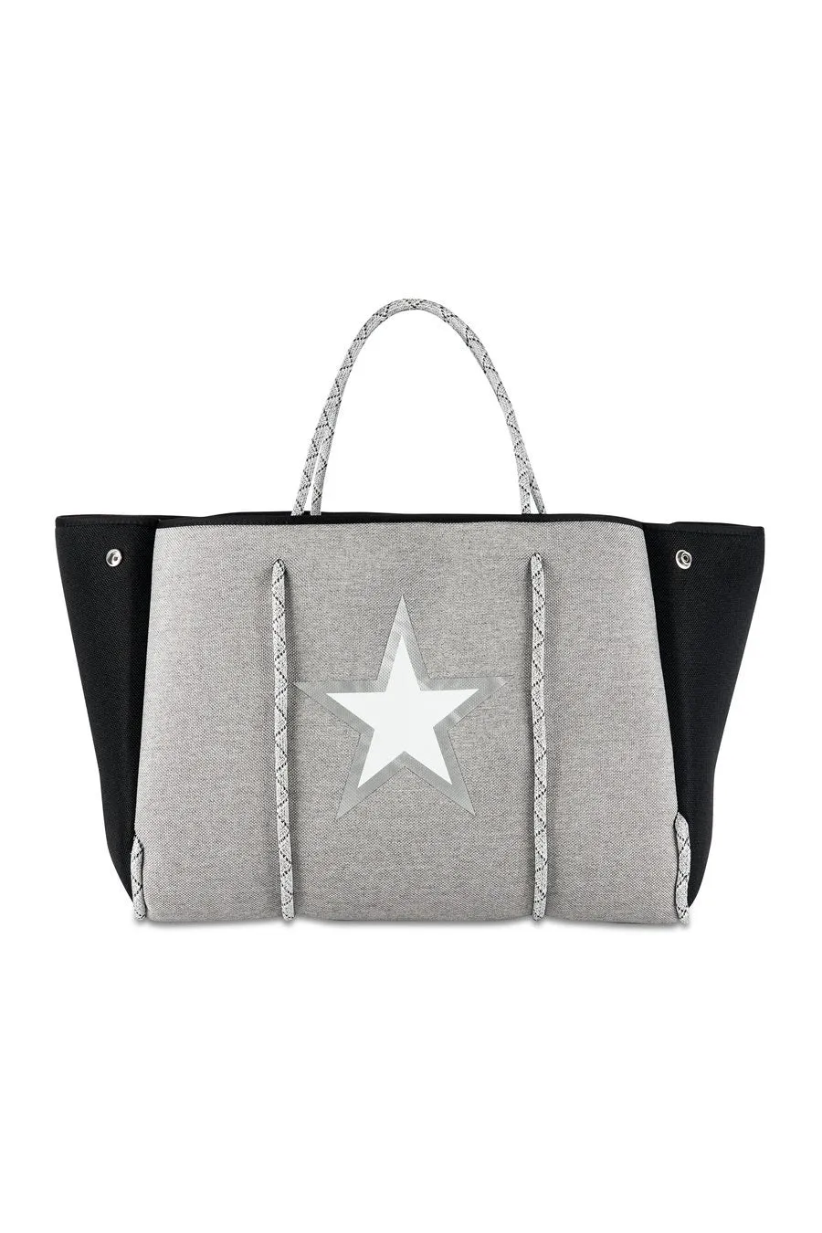 Haute Shore Greyson Tote- wonder gray linen/ silver outlines w star