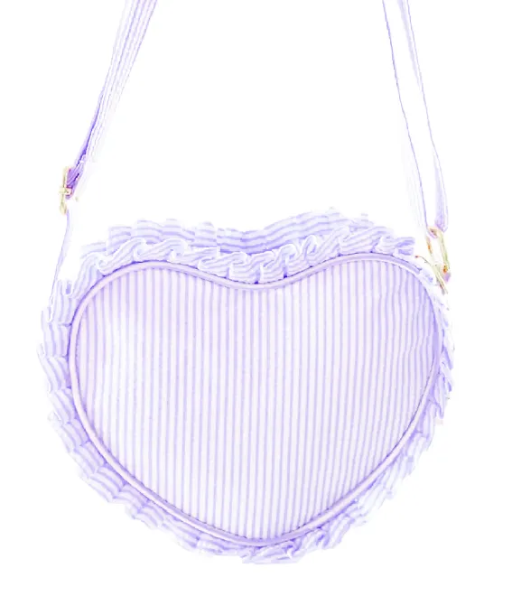 Heart Purse - Lily Lavender Seersucker