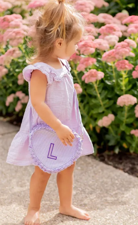 Heart Purse - Lily Lavender Seersucker