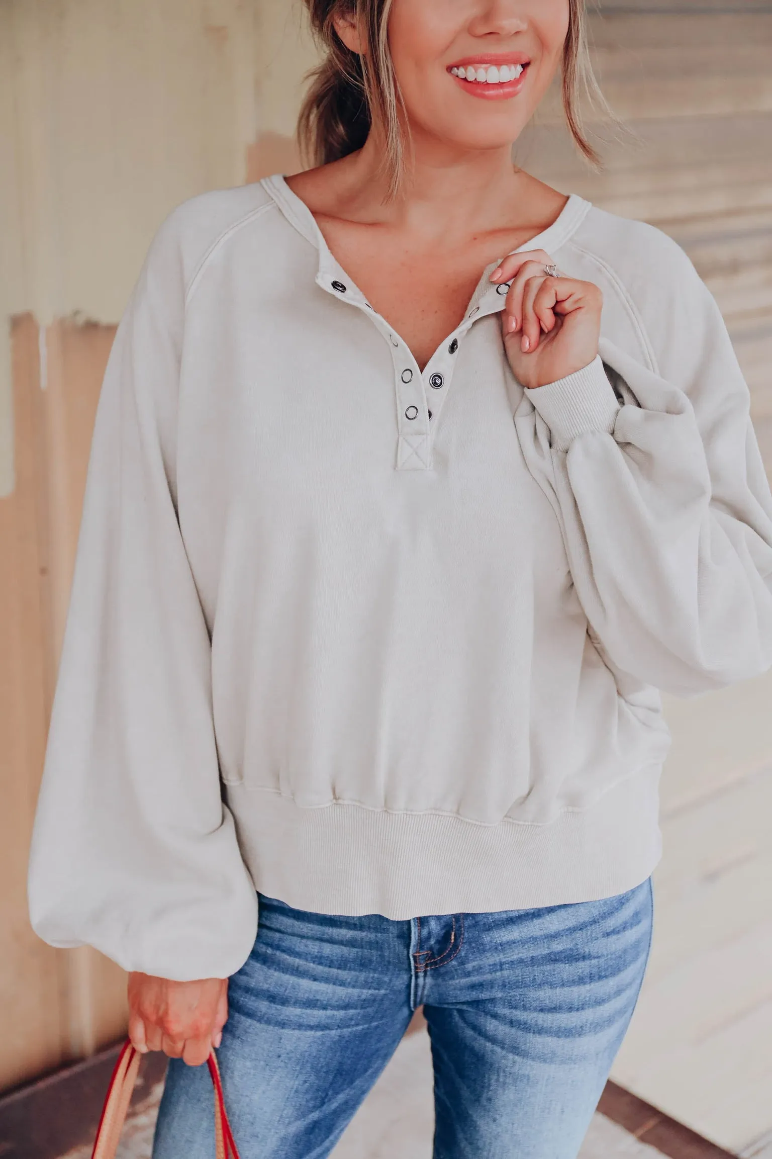 Here For It Snap Up Top - Natural