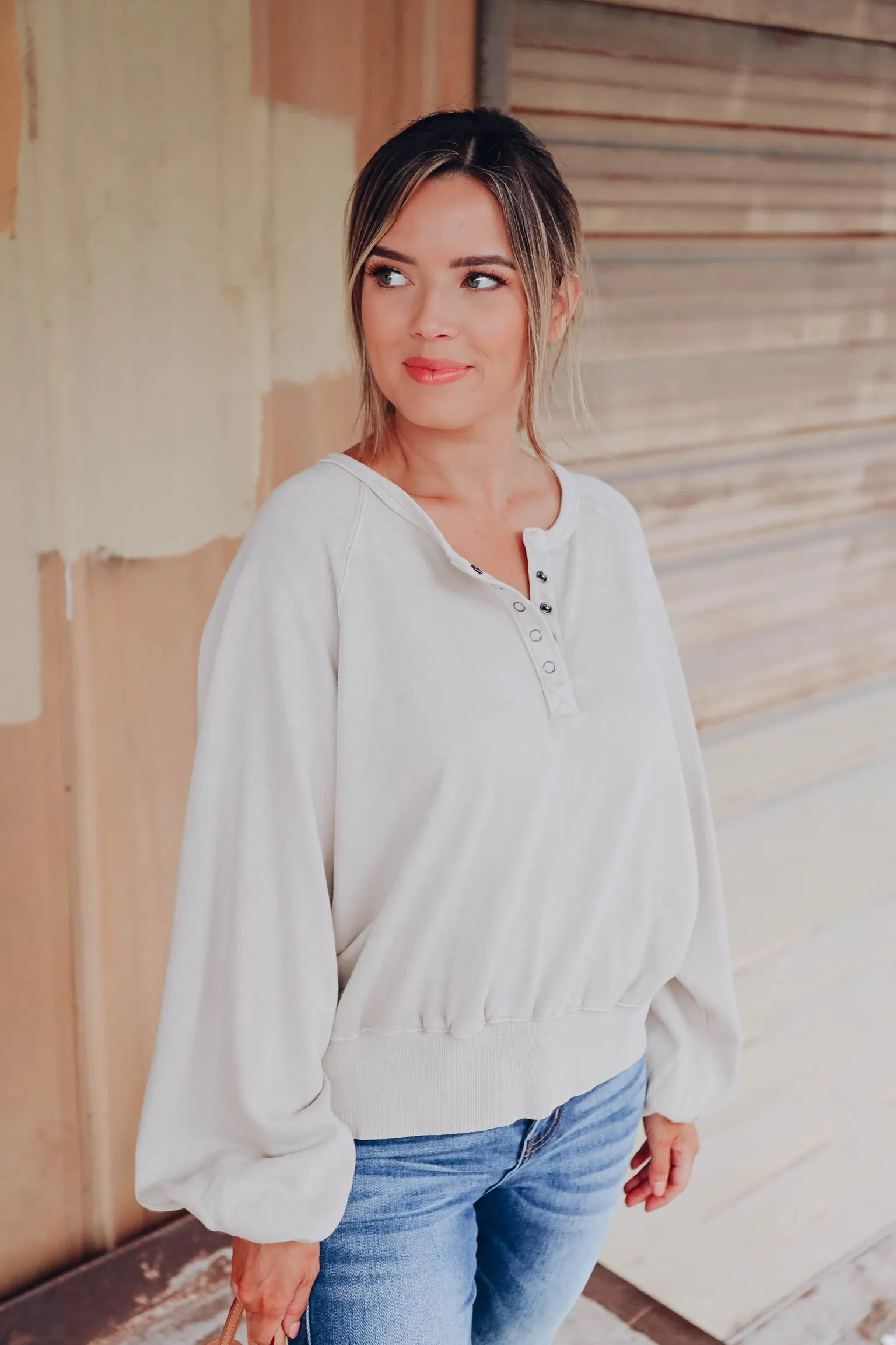 Here For It Snap Up Top - Natural