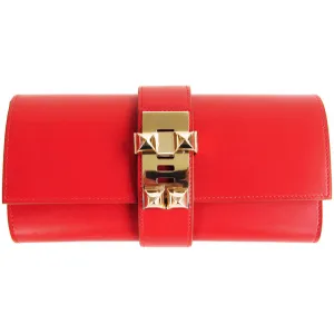 Hermes Sanguine Red Permabrass Medor Pochette Tadelakt Bag Clutch