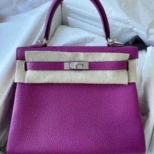Hermès Kelly 25 Rose Pourpre Togo Palladium Hardware PHW