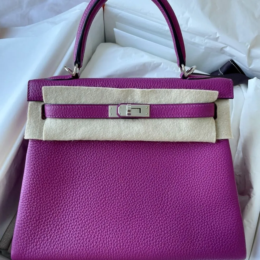 Hermès Kelly 25 Rose Pourpre Togo Palladium Hardware PHW