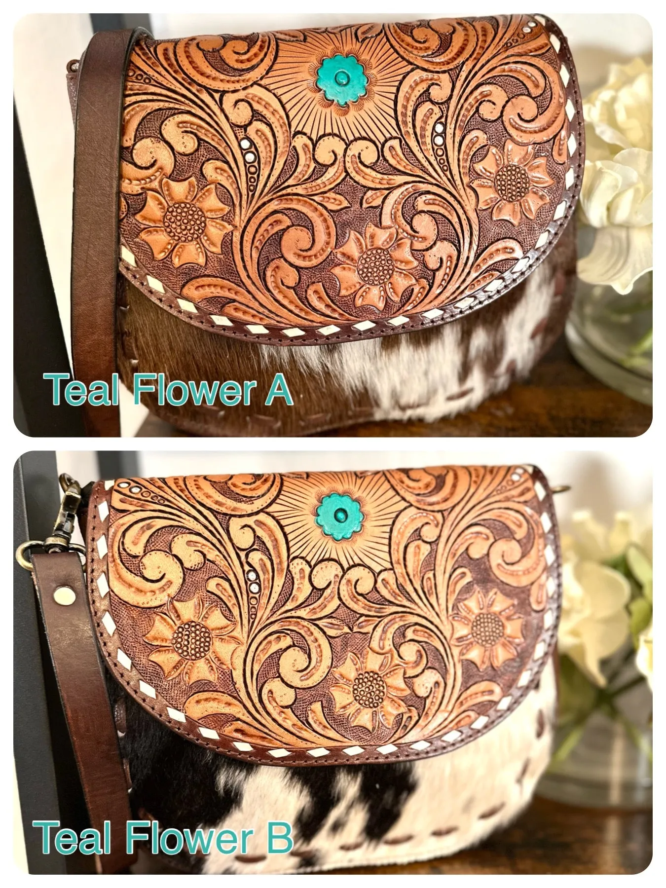 Hide Buckstitch Leather Saddle Bag Style Handbag