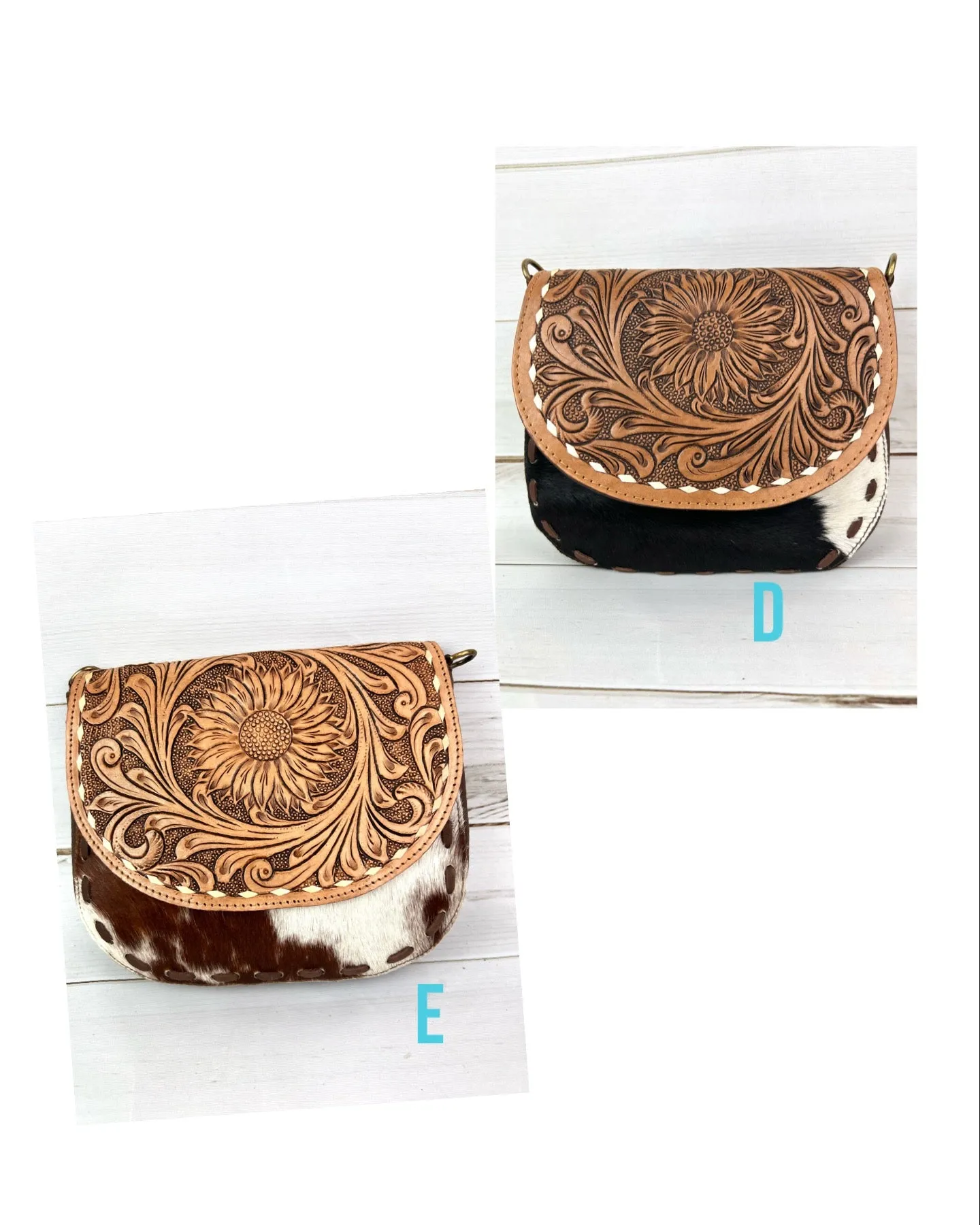 Hide Buckstitch Leather Saddle Bag Style Handbag