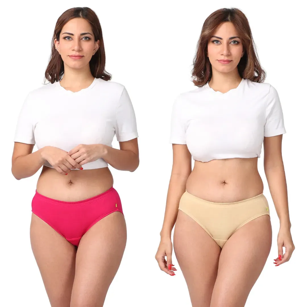 Incontinence Panties | Mid Waist | Leakproof Crotch | Holds Leaks Up To 25ml | Full Hip & Back Coverage | Pack Of 2