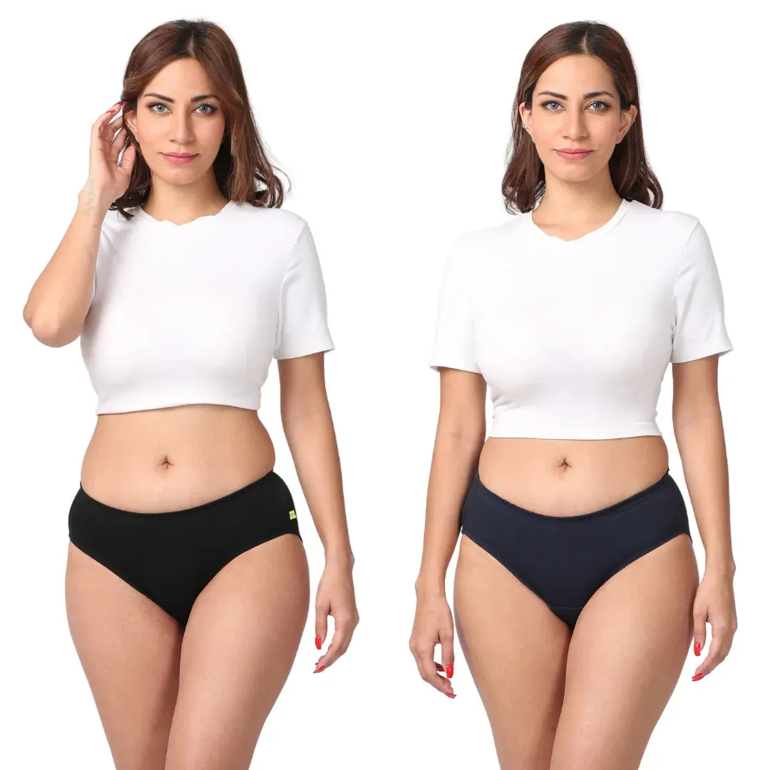 Incontinence Panties | Mid Waist | Leakproof Crotch | Holds Leaks Up To 25ml | Full Hip & Back Coverage | Pack Of 2
