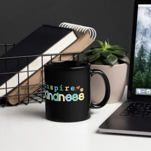 inspire Kindness Black Glossy Mug