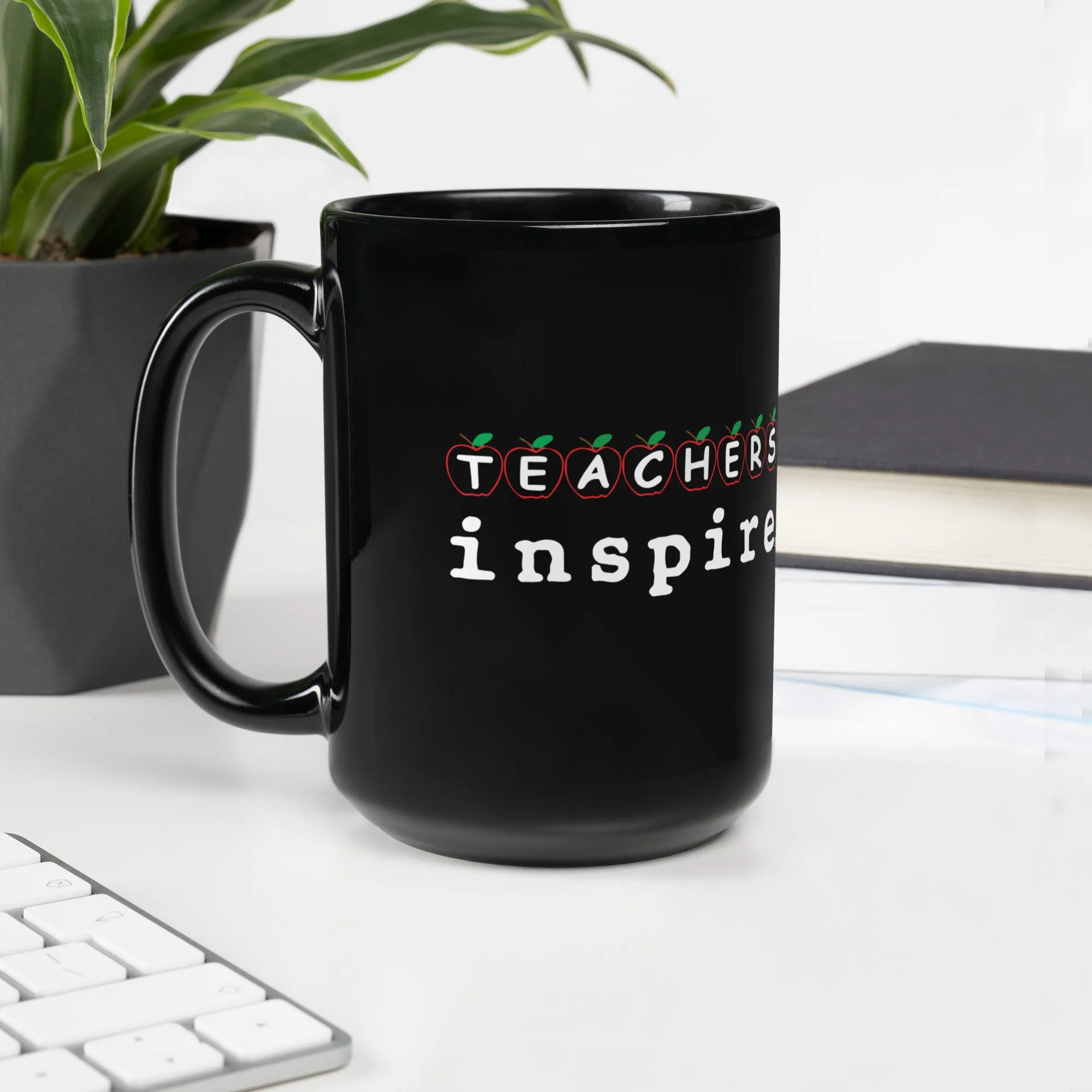 inspire Teachers Black Glossy Mug